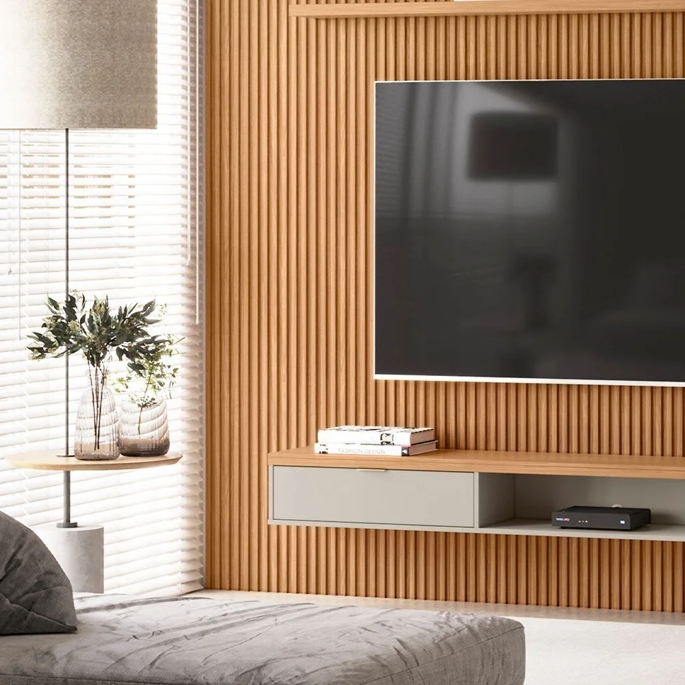 Painel Ripado Decorativo Sala Quarto 219x250cm Prime Plus L06 Nature Fosco - Mpozenato