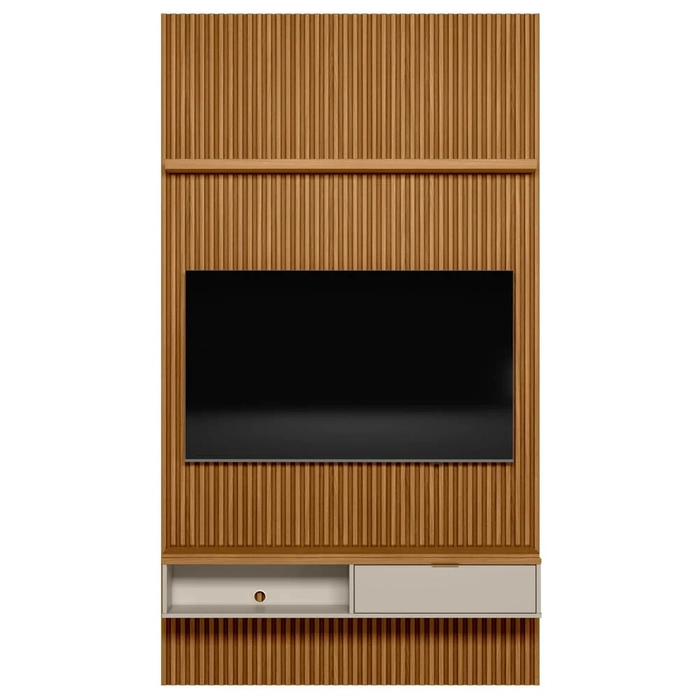 Painel Ripado para TV 60 Pol. com Bancada 141cm Prime Plus L06 Nature/Off White - Mpozenato