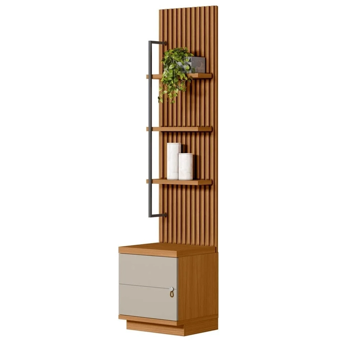 Painel Ripado com Mesa de Apoio Industrial 1 Módulo 44cm Golden L06 Nature/Off White - Mpozenato