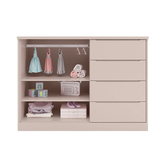 Cômoda Infantil 2 Portas 4 Gavetas Lua Z39 Rose - Mpozenato