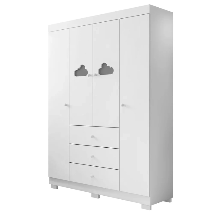 Guarda Roupa Infantil 4 Portas 3 Gavetas Amora Z39 Branco - Mpozenato