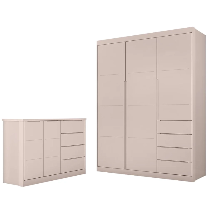 Jogo de Quarto Infantil Guarda Roupa e Cômoda Lua Z39 Rose - Mpozenato