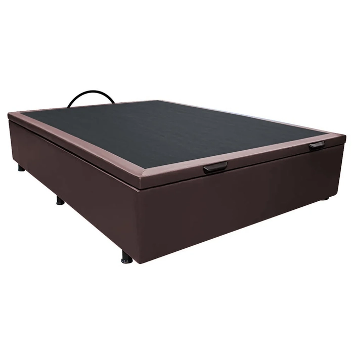 Base Box Baú para Cama Casal 138x188cm Liz S05 Sintético Marrom - Mpozenato