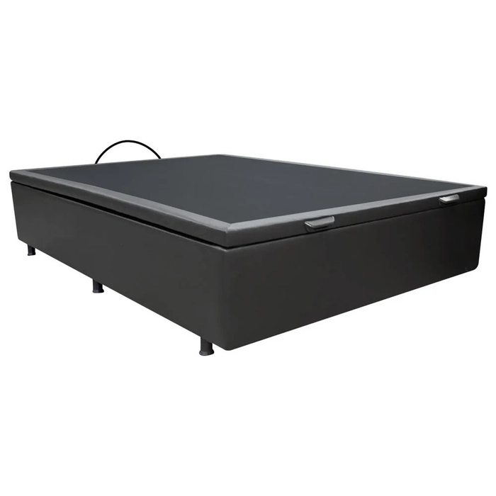 Base Box Baú para Cama Casal 138x188cm Liz S05 Sintético Preto - Mpozenato