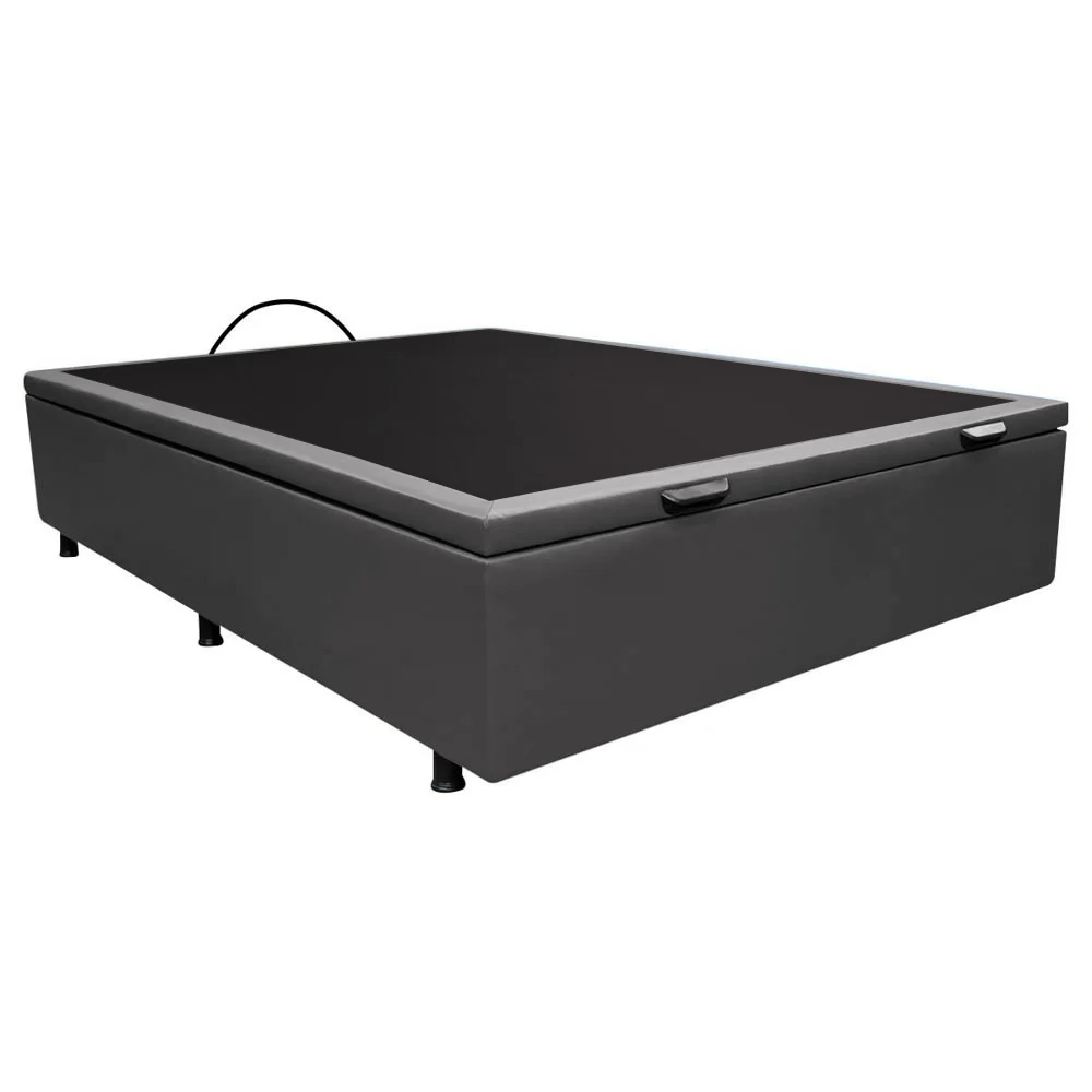 Base Box Baú para Cama Casal 138x188cm Liz S05 Sintético Cinza - Mpozenato