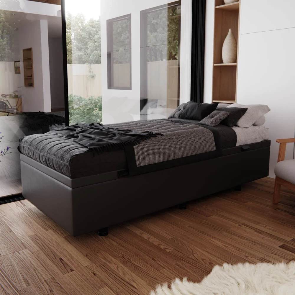 Base Box Baú para Cama Solteiro 88x188cm Liz S05 Sintético Cinza - Mpozenato