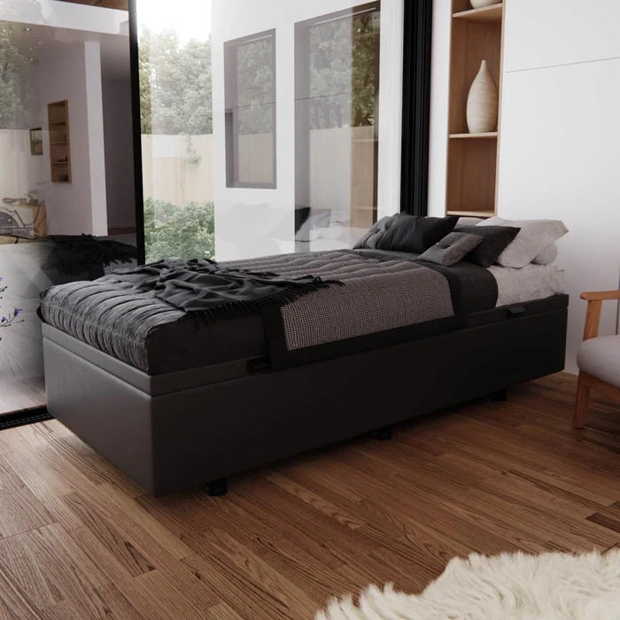 Base Box Baú para Cama Solteiro 88x188cm Liz S05 Sintético Cinza - Mpozenato