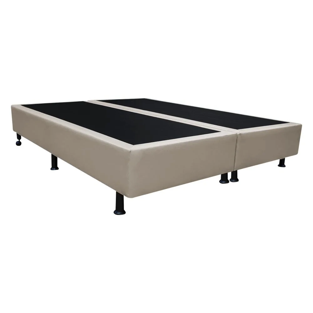 Base Box para Cama Casal King 192x203cm Bipartido Liz S05 Sintético Bege - Mpozenato