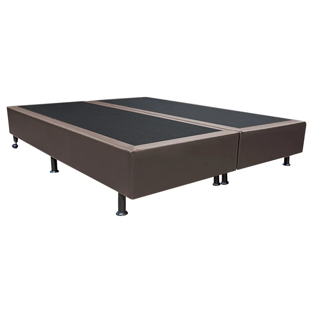 Base Box para Cama Casal King 192x203cm Bipartido Liz S05 Sintético Marrom - Mpozenato