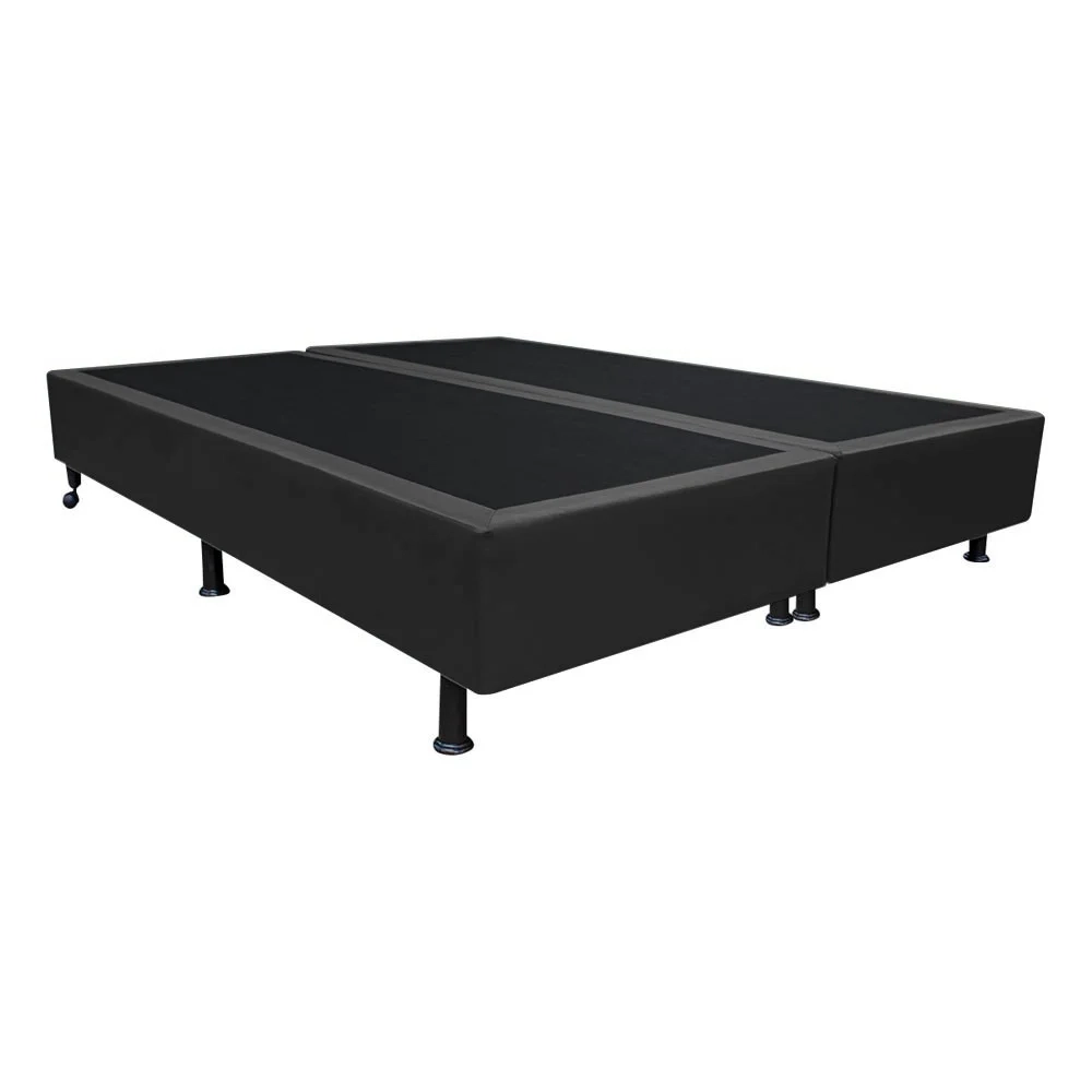 Base Box para Cama Casal King 192x203cm Bipartido Liz S05 Sintético Preto - Mpozenato