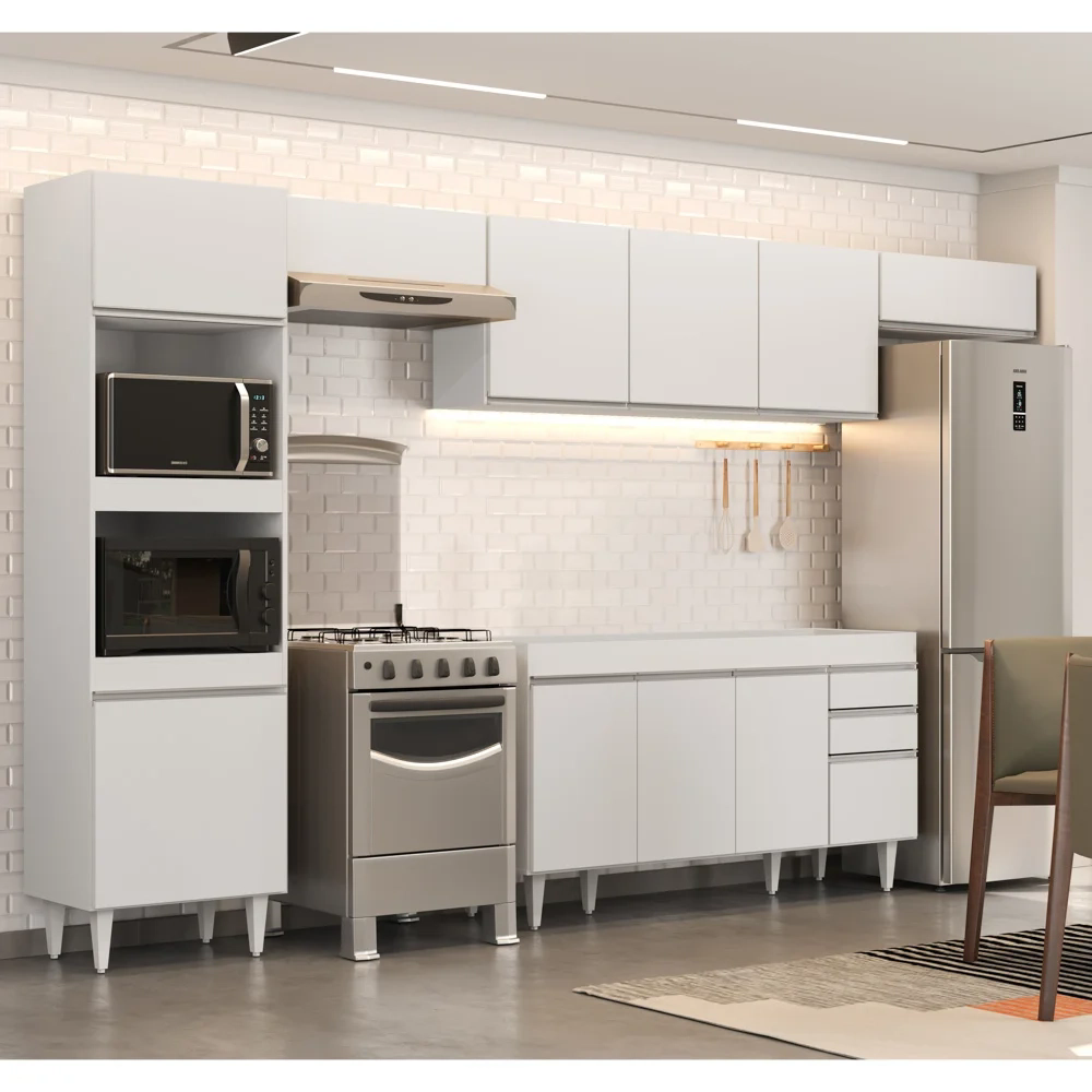 Armário de Cozinha Modulada 5 Peças CP13 Balcão Branco - Lumil