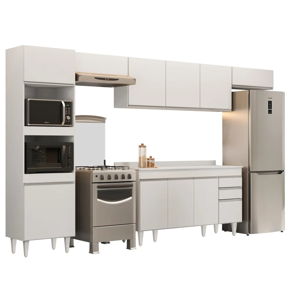 Armário de Cozinha Modulada 5 Peças CP14 Balcão com Tampo Branco - Lumil