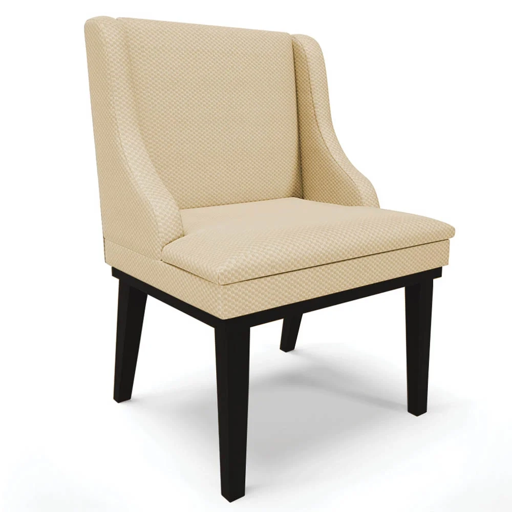 Cadeira Estofada para Sala de Jantar Base Fixa de Madeira Preto Lia Veludo Luxo Off White - Ibiza
