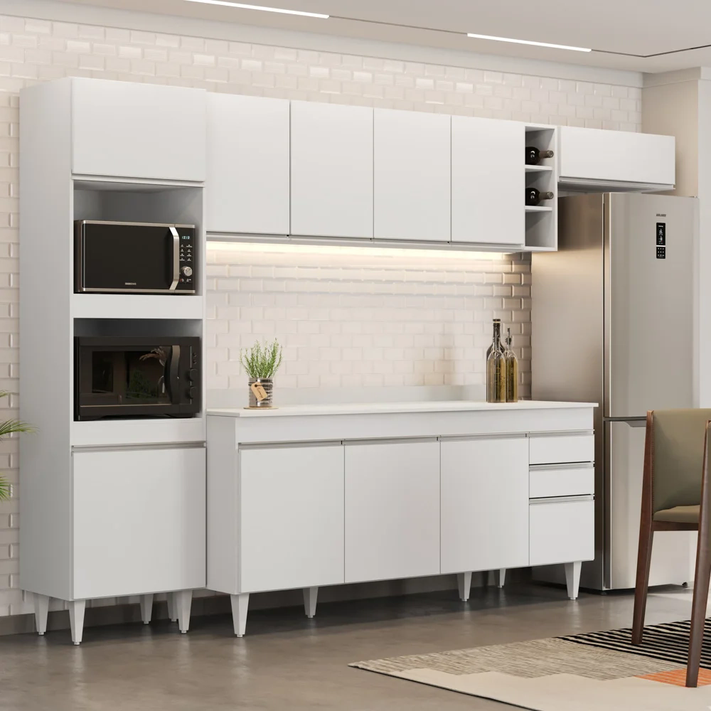 Armário de Cozinha Modulada 5 Peças CP17 Balcão com Tampo Branco - Lumil