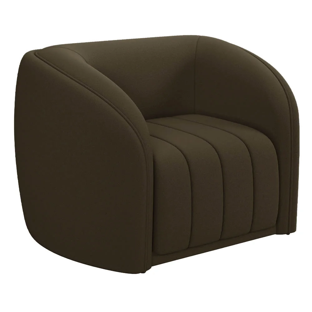 Poltrona Decorativa para Sala 112cm Meris Z32 Veludo Marrom - Mpozenato