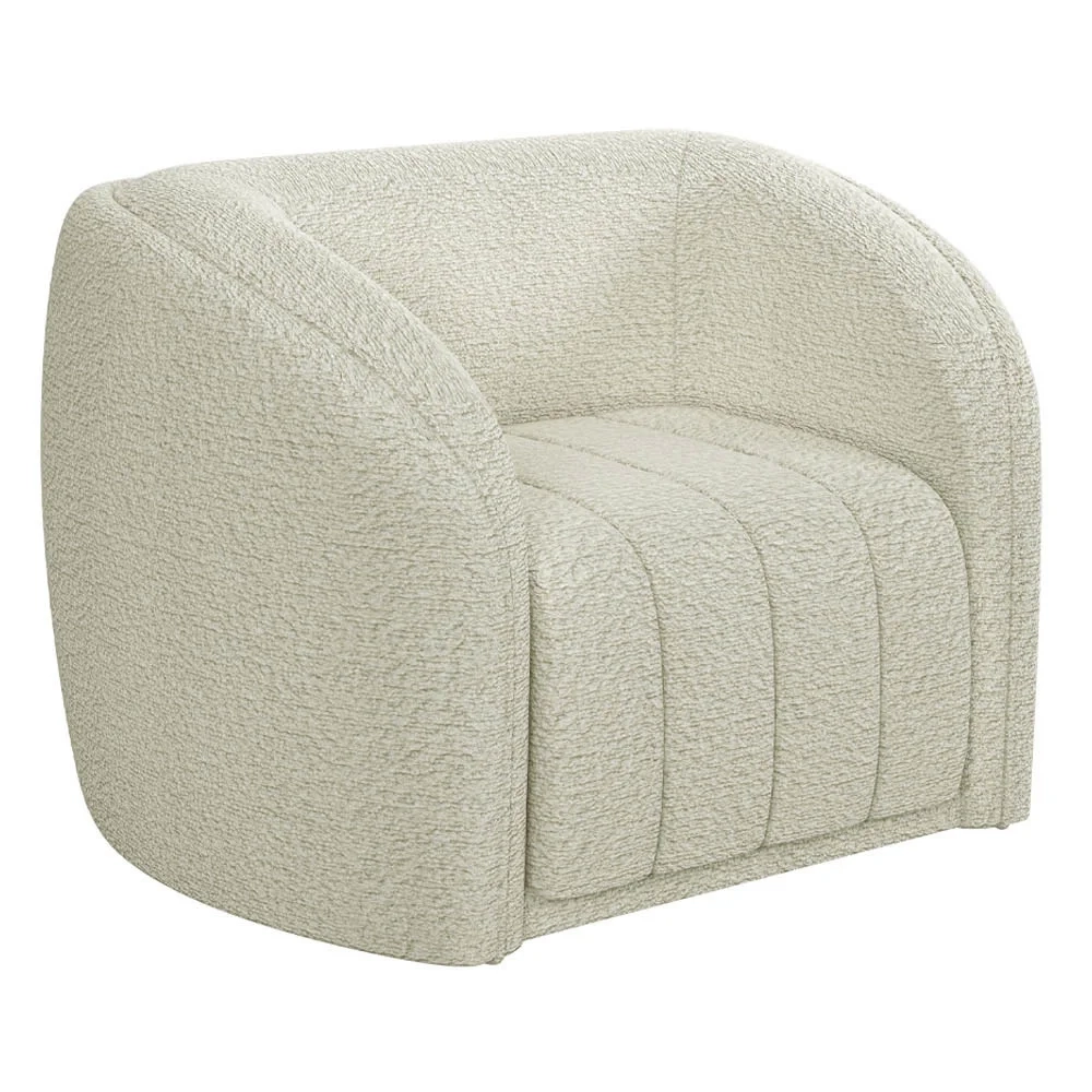 Poltrona Decorativa para Sala 112cm Meris Z32 Boucle Cru - Mpozenato