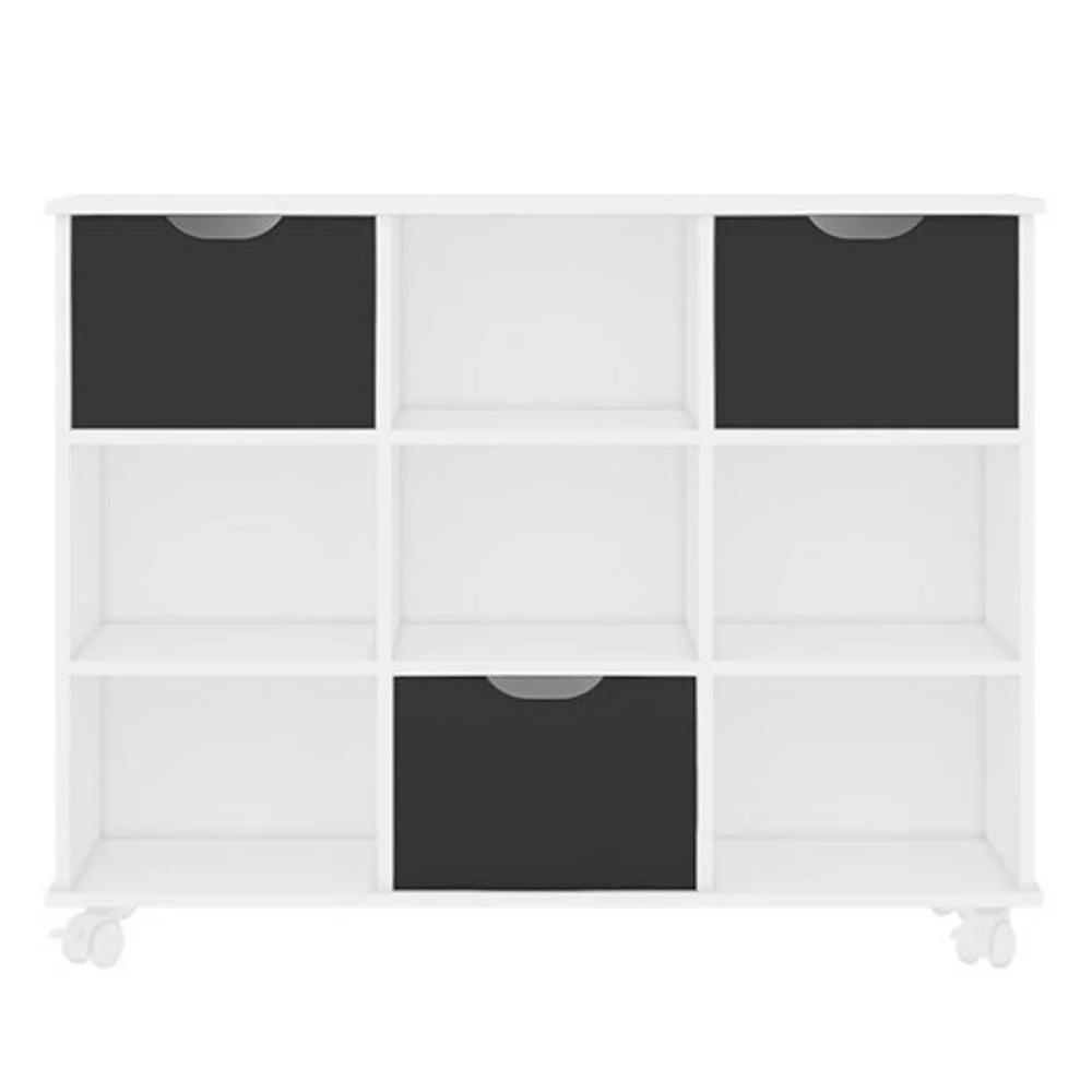 Nicho Organizador com Rodízios Toys 3 Gavetas Q01 Branco/Preto - Mpozenato