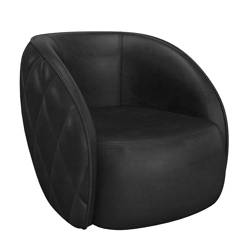 Poltrona Decorativa para Sala 90cm Tressê Zion Z32 Sintético Preto - Mpozenato