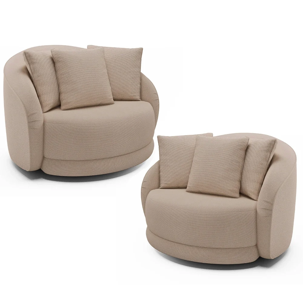 Kit 2 Poltronas Decorativa Giratória para Sala Kaly Z32 Linho Cru - Mpozenato