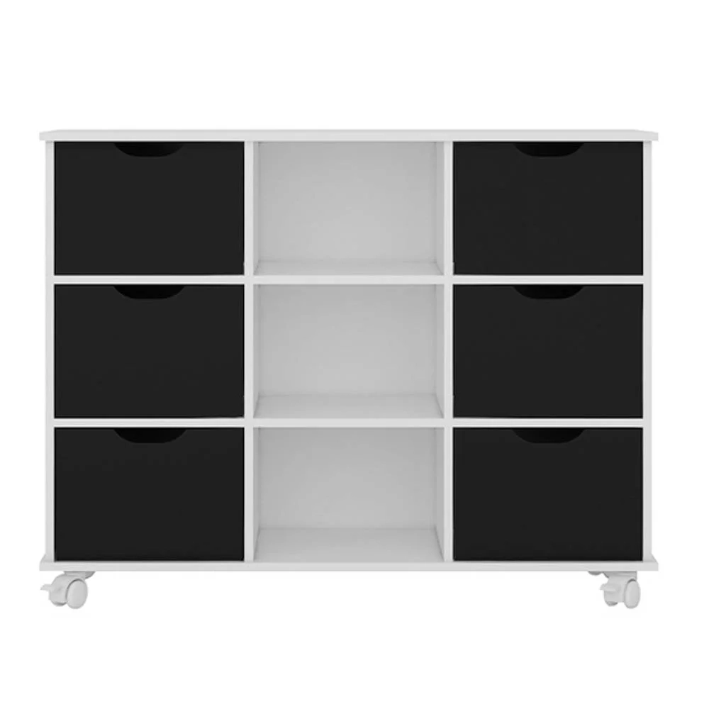 Nicho Organizador com Rodízios Toys 6 Gavetas Q01 Branco/Preto - Mpozenato