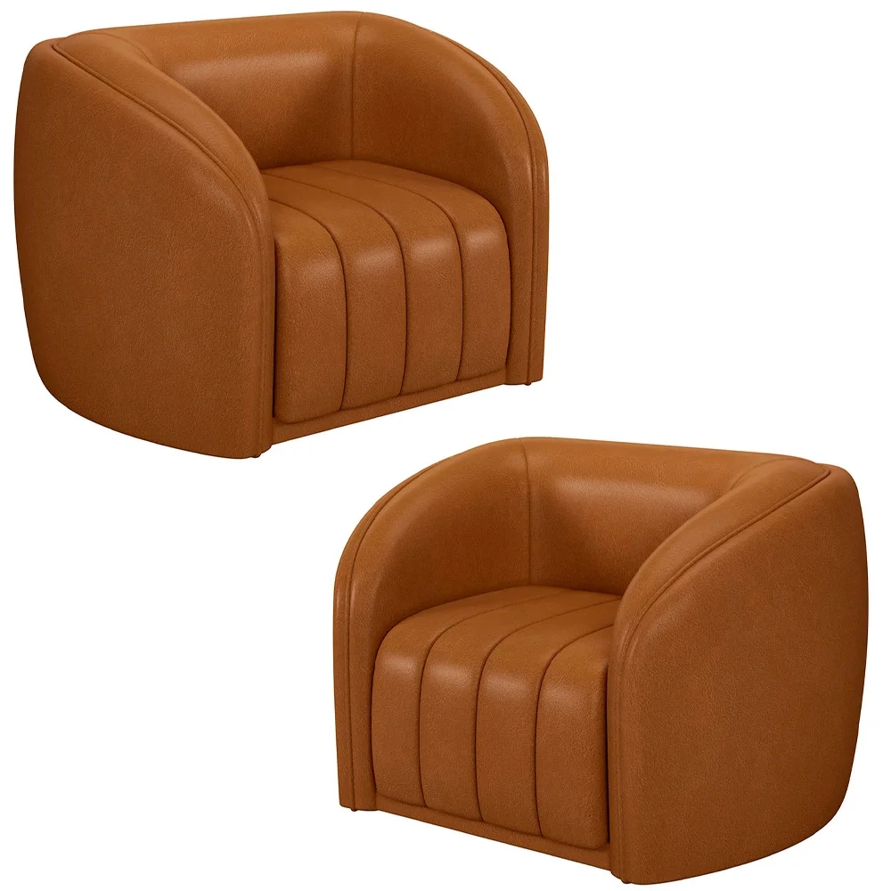 Kit 2 Poltronas Decorativa para Sala 112cm Meris Z32 Sintético Caramelo - Mpozenato