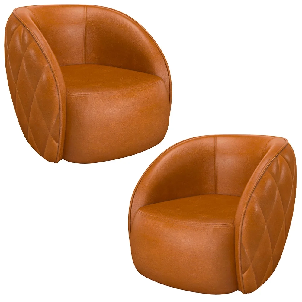 Kit 2 Poltronas Decorativa para Sala 90cm Tressê Zion Z32 Sintético Caramelo - Mpozenato