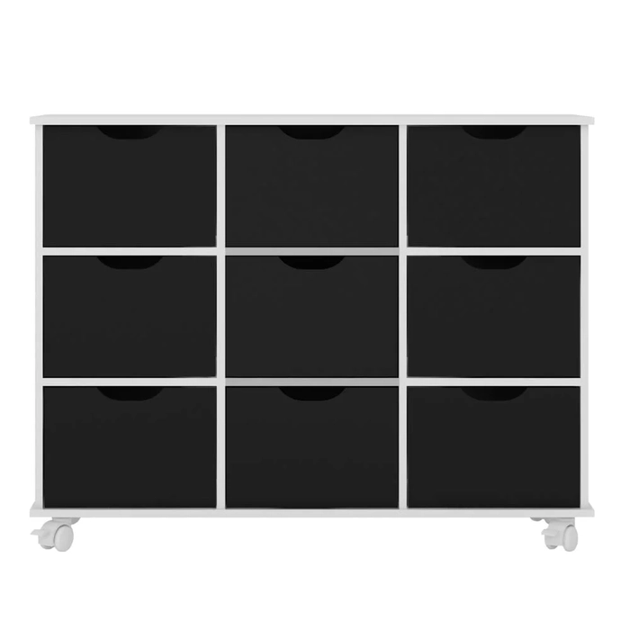 Nicho Organizador com Rodízios Toys 9 Gavetas Q01 Branco/Preto - Mpozenato