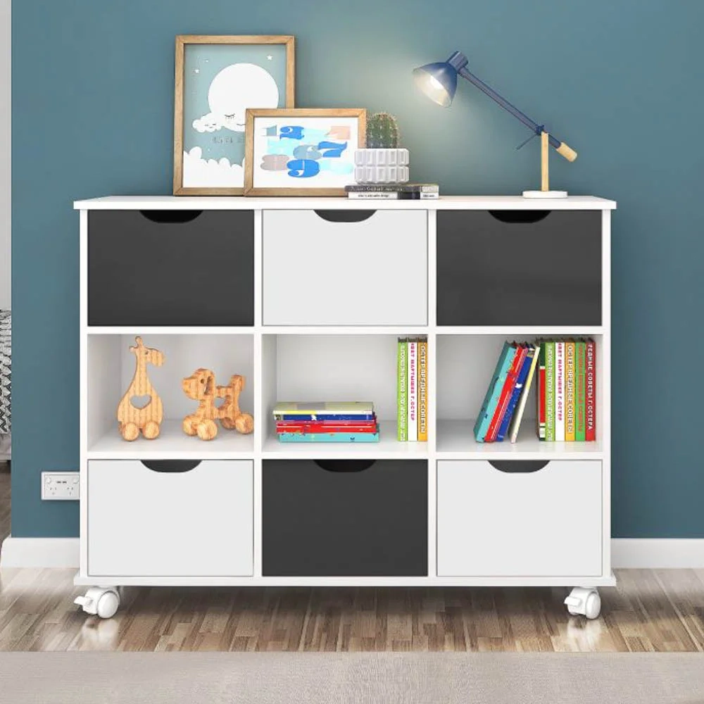 Nicho Organizador Toys 6 Gavetas Q01 com Rodízios Branco/Preto - Mpozenato