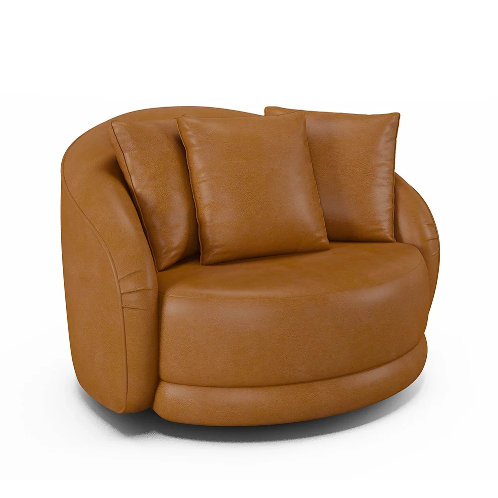 Poltrona Decorativa Giratória para Sala 122cm Kaly Z32 Sintético Caramelo - Mpozenato