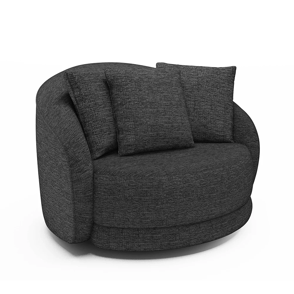 Poltrona Decorativa Giratória para Sala 122cm Kaly Z32 Linho Chumbo - Mpozenato