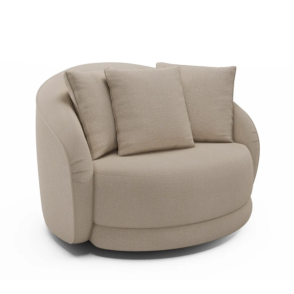 Poltrona Decorativa Giratória para Sala 122cm Kaly Z32 Linho Cru - Mpozenato