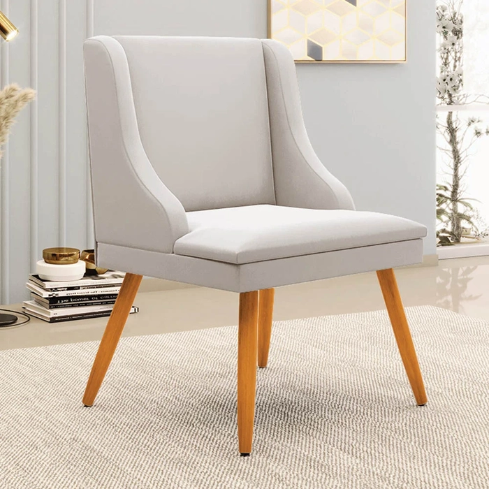 Cadeira Estofada para Sala de Jantar Pés Palito Lia Veludo Cinza - Ibiza