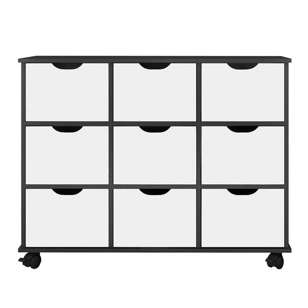 Nicho Organizador com Rodízios Toys 9 Gavetas Q01 Preto/Branco - Mpozenato