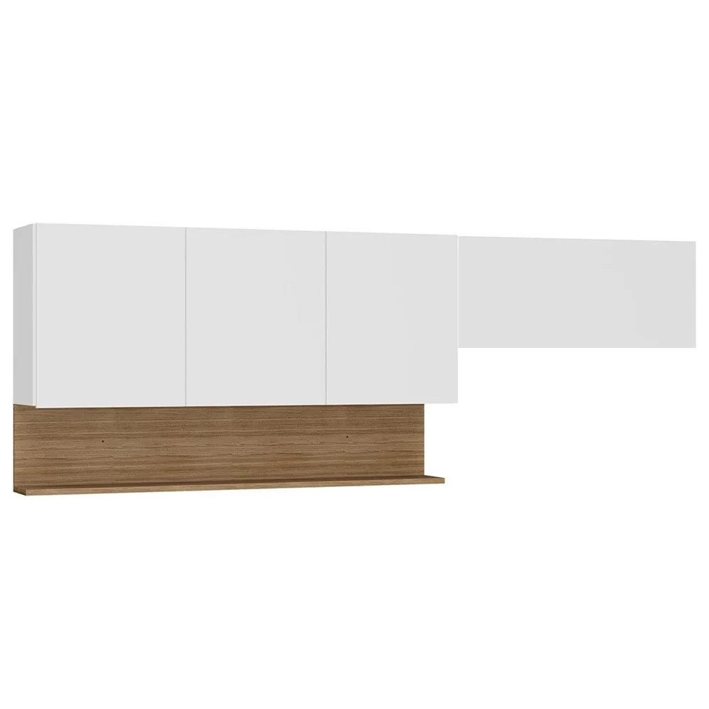 Armário de Cozinha 120cm com Aéreo 70cm Lina Z06 Supremo/Freijó - Mpozenato