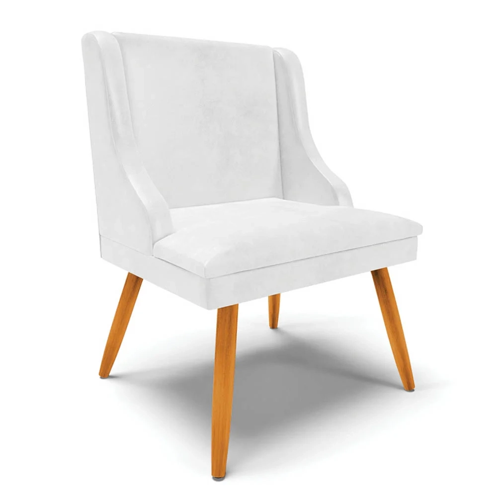 Cadeira Estofada para Sala de Jantar Pés Palito Lia Sintético Premium Branco - Ibiza