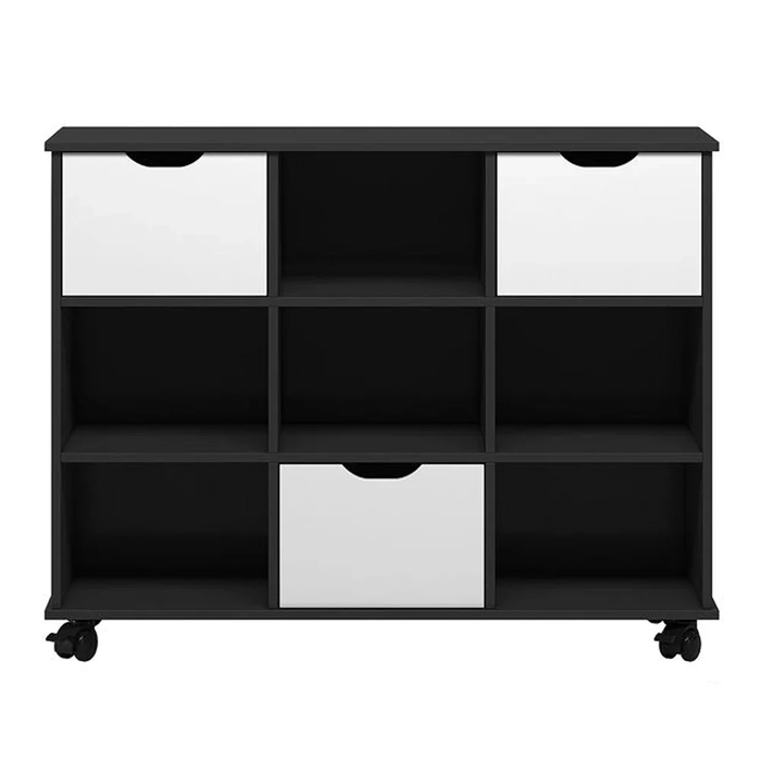 Nicho Organizador com Rodízios Toys 3 Gavetas Q01 Preto/Branco - Mpozenato