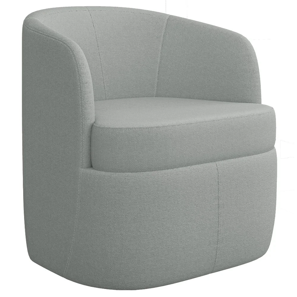 Poltrona Giratória Decorativa para Sala Dandara Z08 Boucle Cinza Claro - Mpozenato