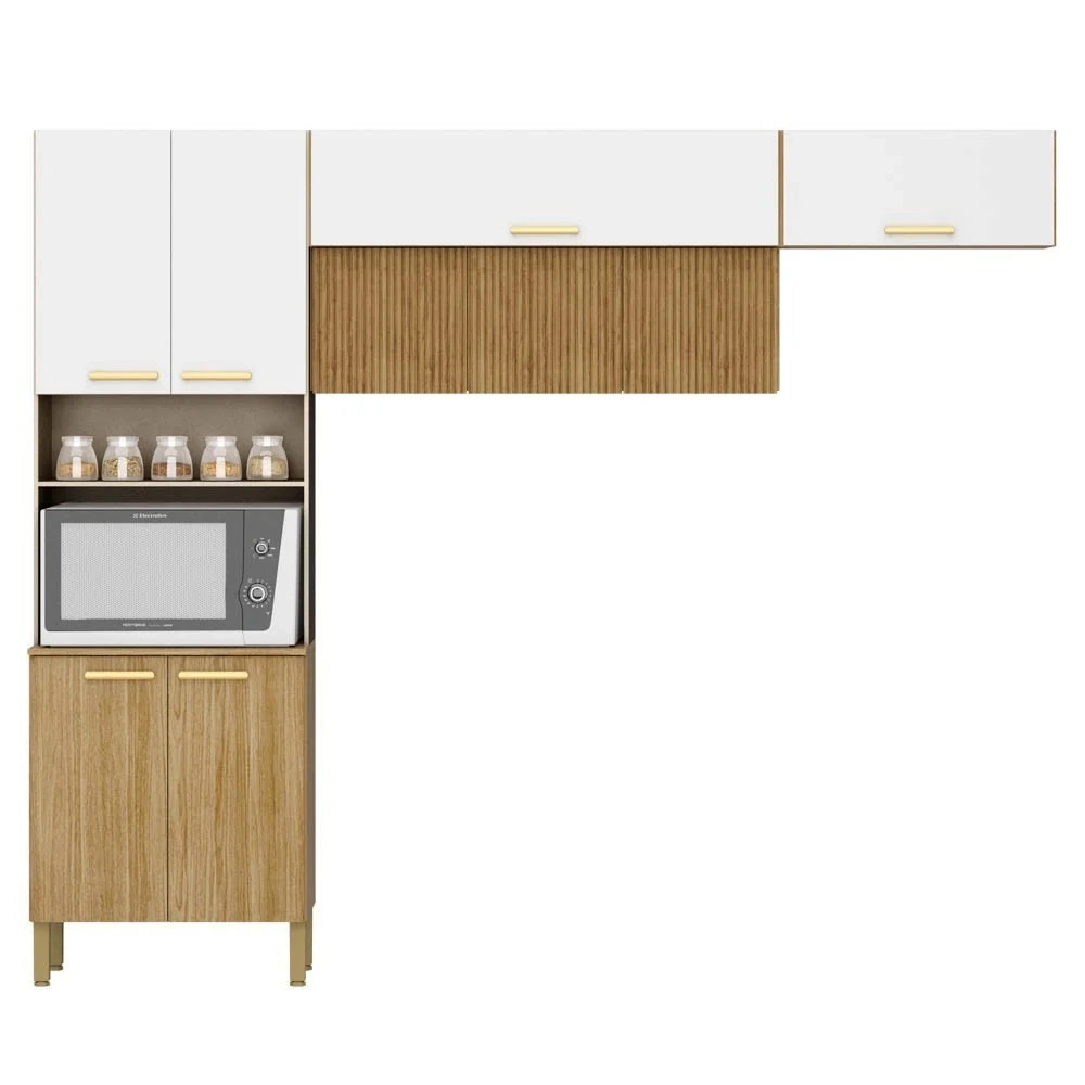 Armário de Cozinha 4 Peças Urban01 Z06 Freijó/Supremo - Mpozenato