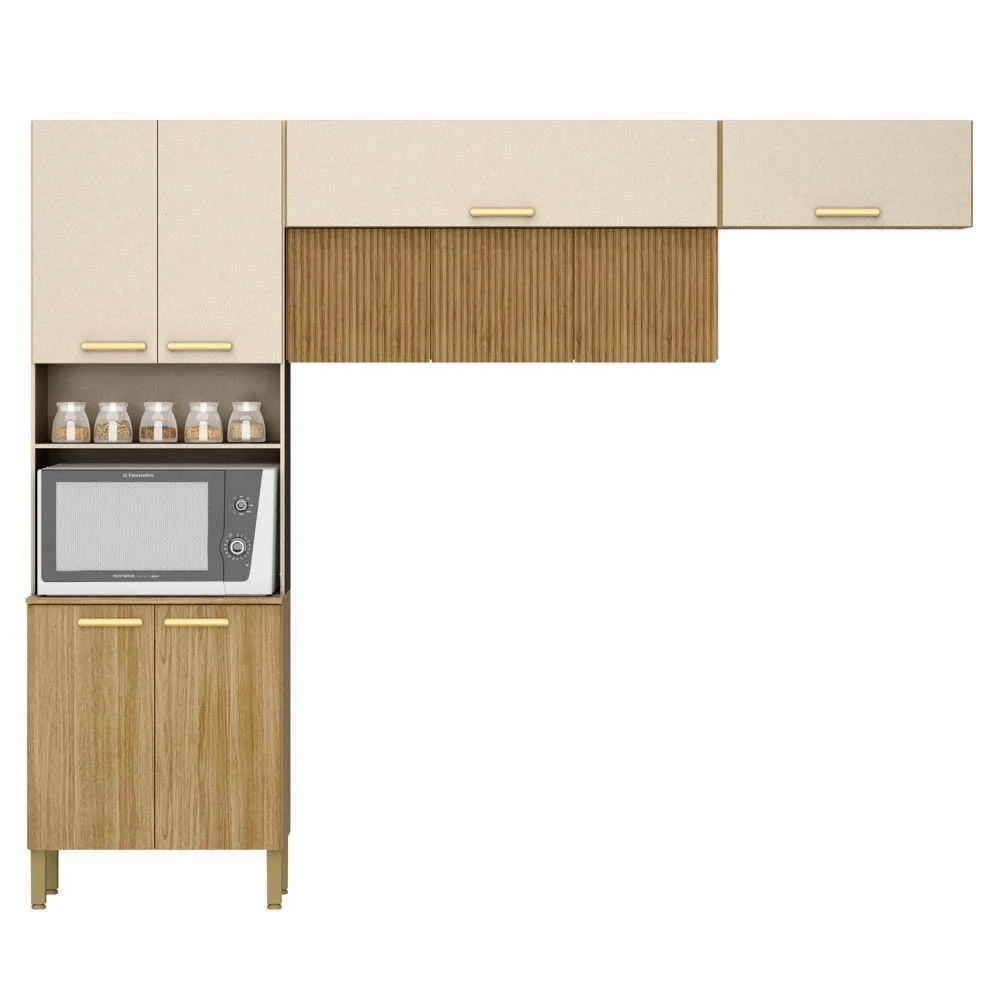 Armário de Cozinha 4 Peças Urban01 Z06 Freijó/Vanilla - Mpozenato