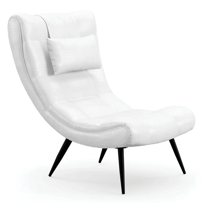Poltrona Decorativa Para Sala de Estar com Almofada e Pés Palito Lord Facto Dunas Branco - Ibiza