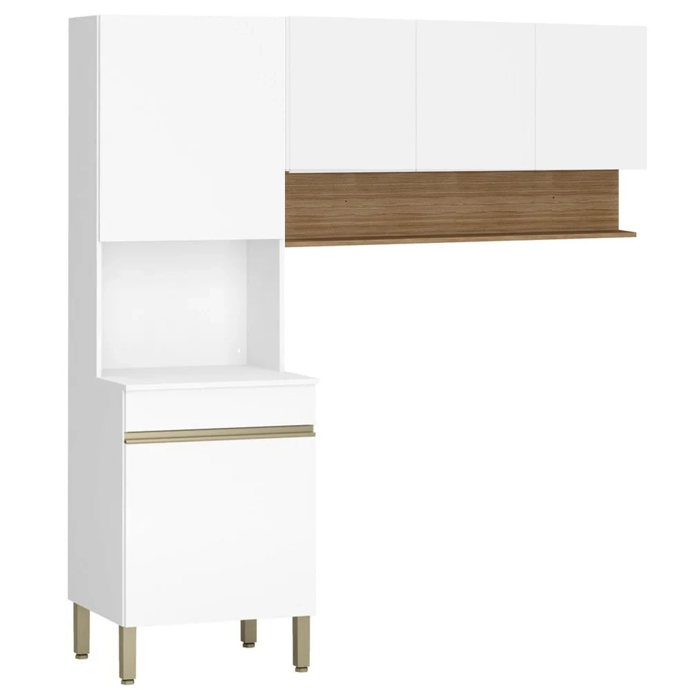 Armário de Cozinha 150cm com Paneleiro Lina Z06 Supremo/Freijó - Mpozenato