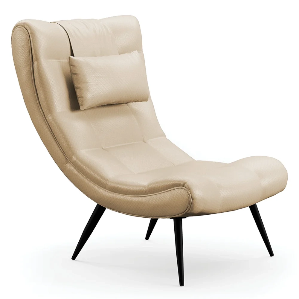 Poltrona Decorativa Para Sala de Estar com Almofada e Pés Palito Lord Facto Bege - Ibiza