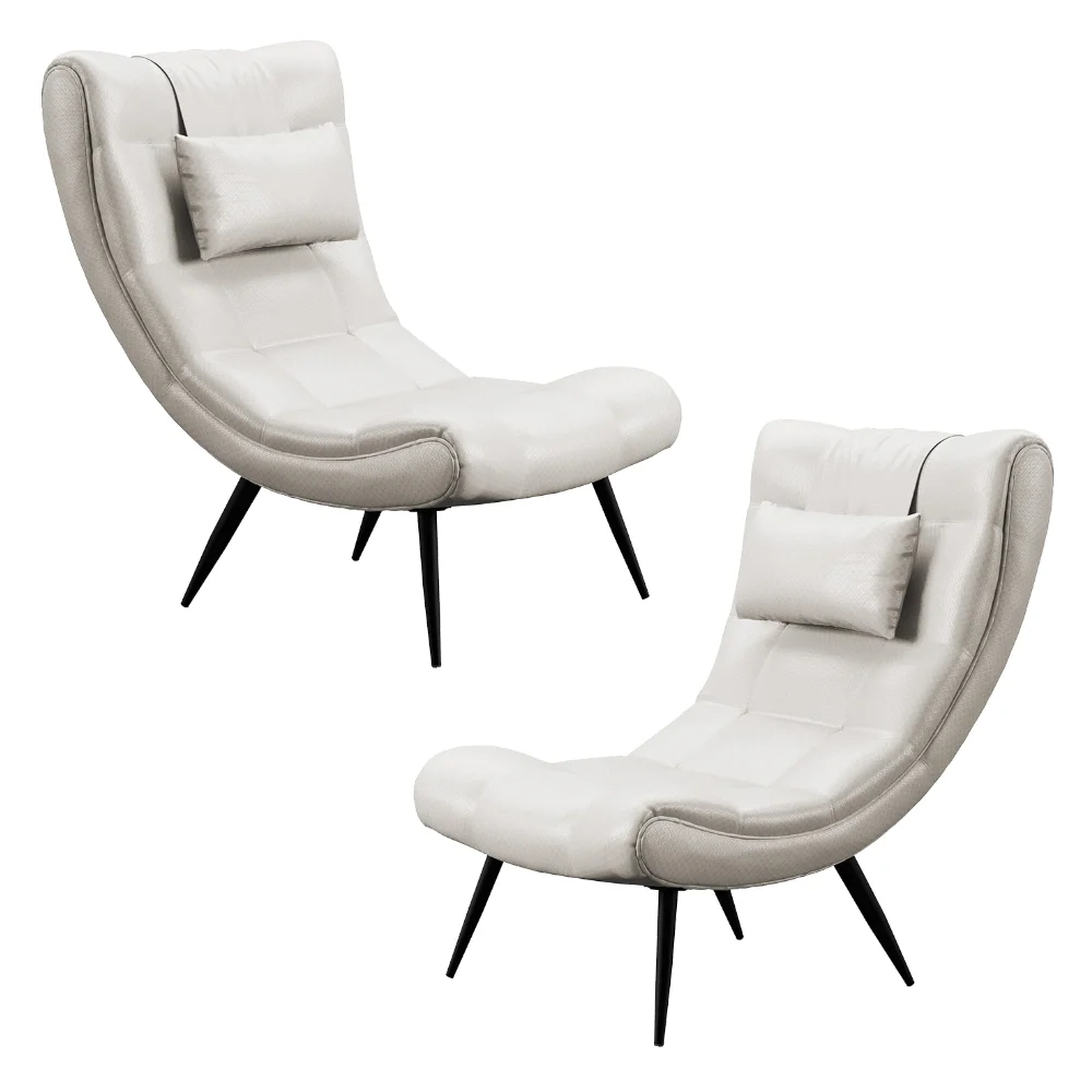 Kit 2 Poltronas Decorativas Para Sala de Estar com Almofada e Pés Palito Lord Facto Prata - Ibiza