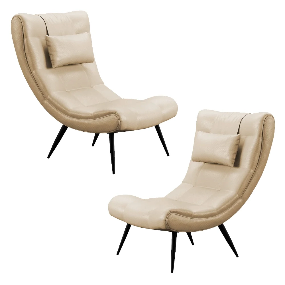 Kit 2 Poltronas Decorativas Para Sala de Estar com Almofada e Pés Palito Lord Facto Bege - Ibiza