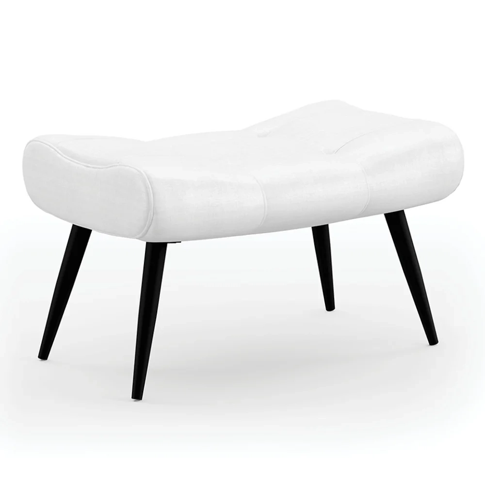 Puff Decorativo Para Sala de Estar Pés Palito Lord Facto Dunas Branco - Ibiza