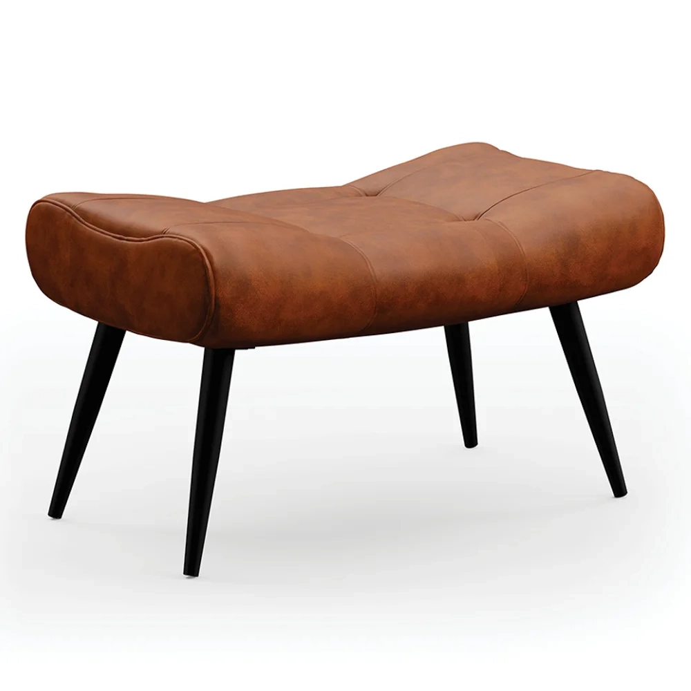 Puff Decorativo Para Sala de Estar Pés Palito Lord Sintético Nozes - Ibiza