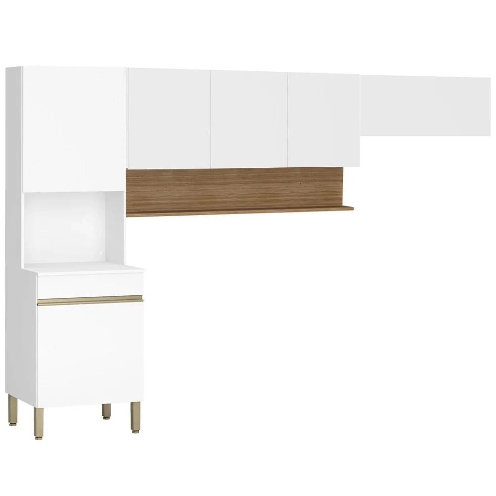 Armário de Cozinha Modulada 3 Peças Lina11 Z06 Supremo/Freijó - Mpozenato