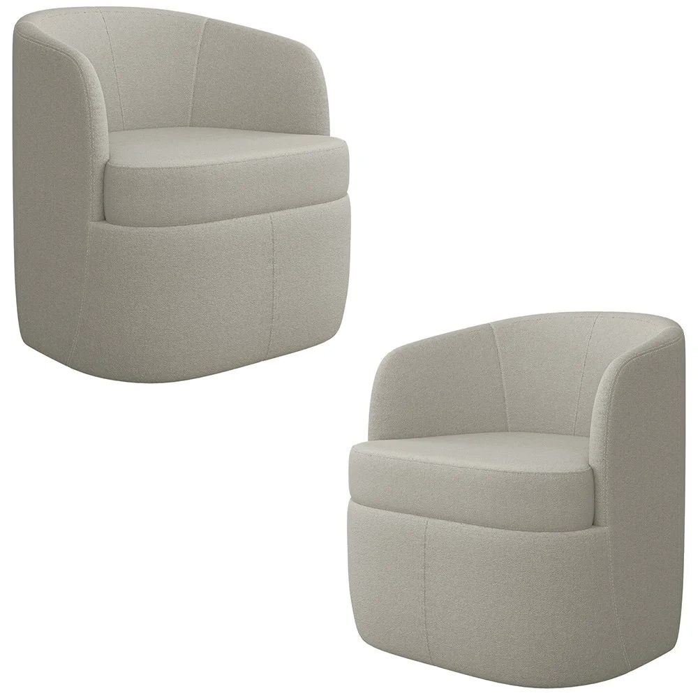 Kit 2 Poltronas Giratória Decorativa para Sala Dandara Z08 Boucle Bege - Mpozenato