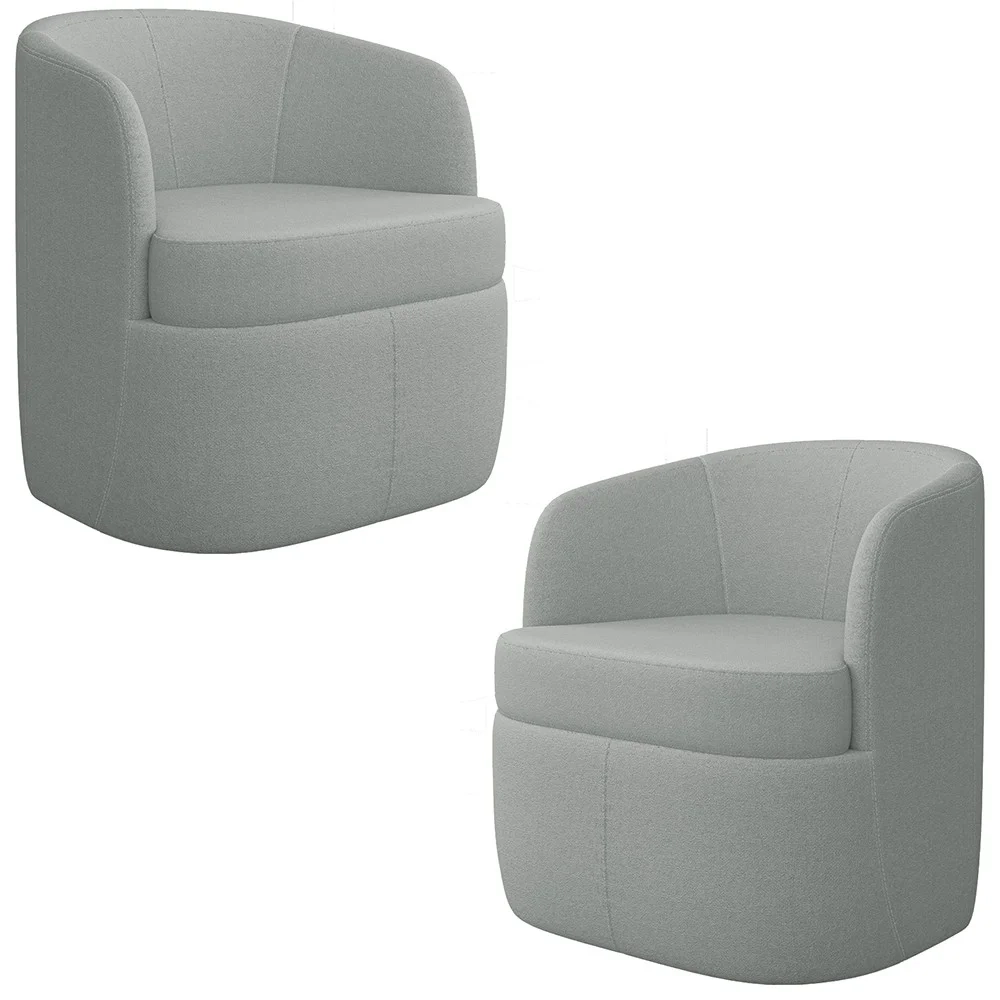 Kit 2 Poltronas Giratória Decorativa para Sala Dandara Z08 Boucle Cinza Claro - Mpozenato