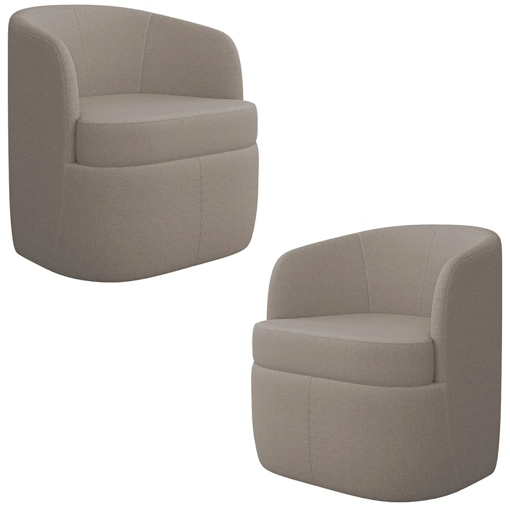 Kit 2 Poltronas Giratória Decorativa para Sala Dandara Z08 Boucle Bege Escuro - Mpozenato